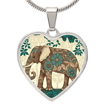 Beige & Blue Boho Personalized Elephant Necklace
