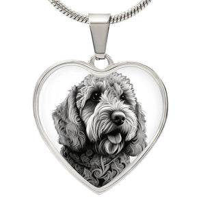 Personalized Doodle Dog Heart Necklace, Custom Pet Portrait Jewelry, Gift for Doodle Owners, Dog Mom Gift