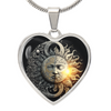 Sun and Moon Heart Necklace, Celestial Jewelry,  Balance of Opposites, Day and Night Pendant,