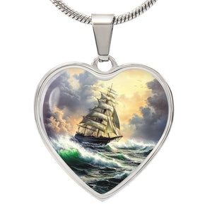 Ship Necklace | Nautical Storm Pendant | Ocean Jewelry | Gift for Her | Girlfriend Gift | Christmas Gift Idea