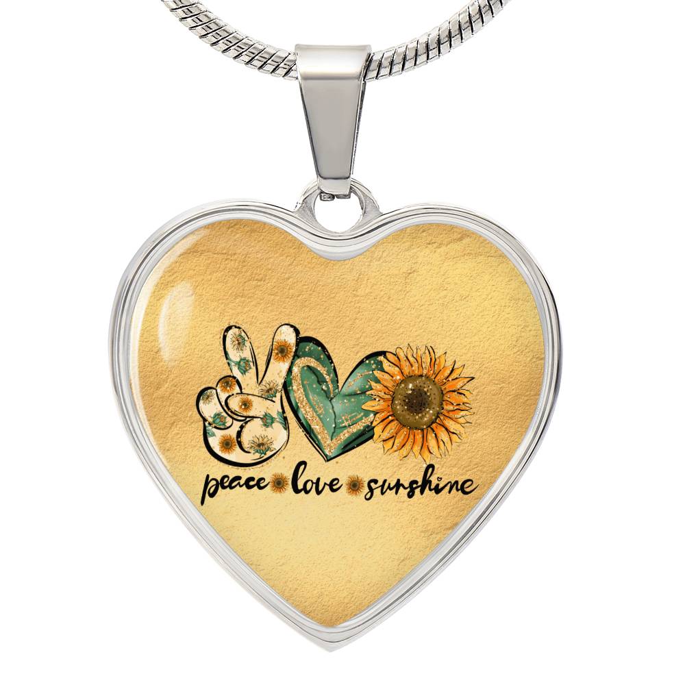 Peace Love Sunshine Necklace - Sunflower Peace Sign Necklace - Boho Jewelry for Women - Hippie Necklace - Gift for Her