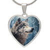 Snowy Wolf Heart Necklace Pendant - Cranberry Lake Design Co.  #