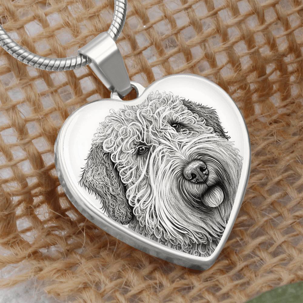 Personalized Doodle Dog Heart Necklace, Custom Pet Portrait Jewelry, Gift for Doodle Owners, Dog Mom Gift,