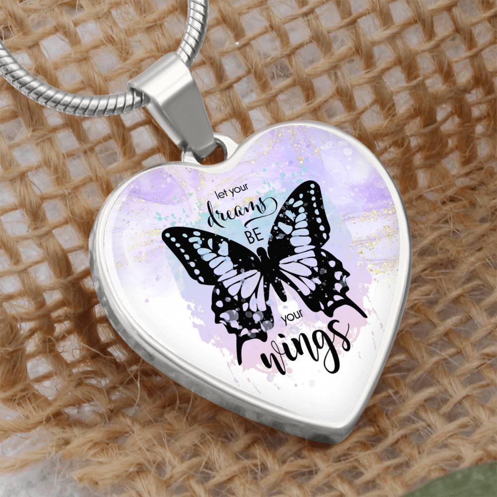 Personalized Engraved Butterfly Necklace, "Let Your Dreams Be Your Wings" - Gift for Women, Mom, Daughter, Friend