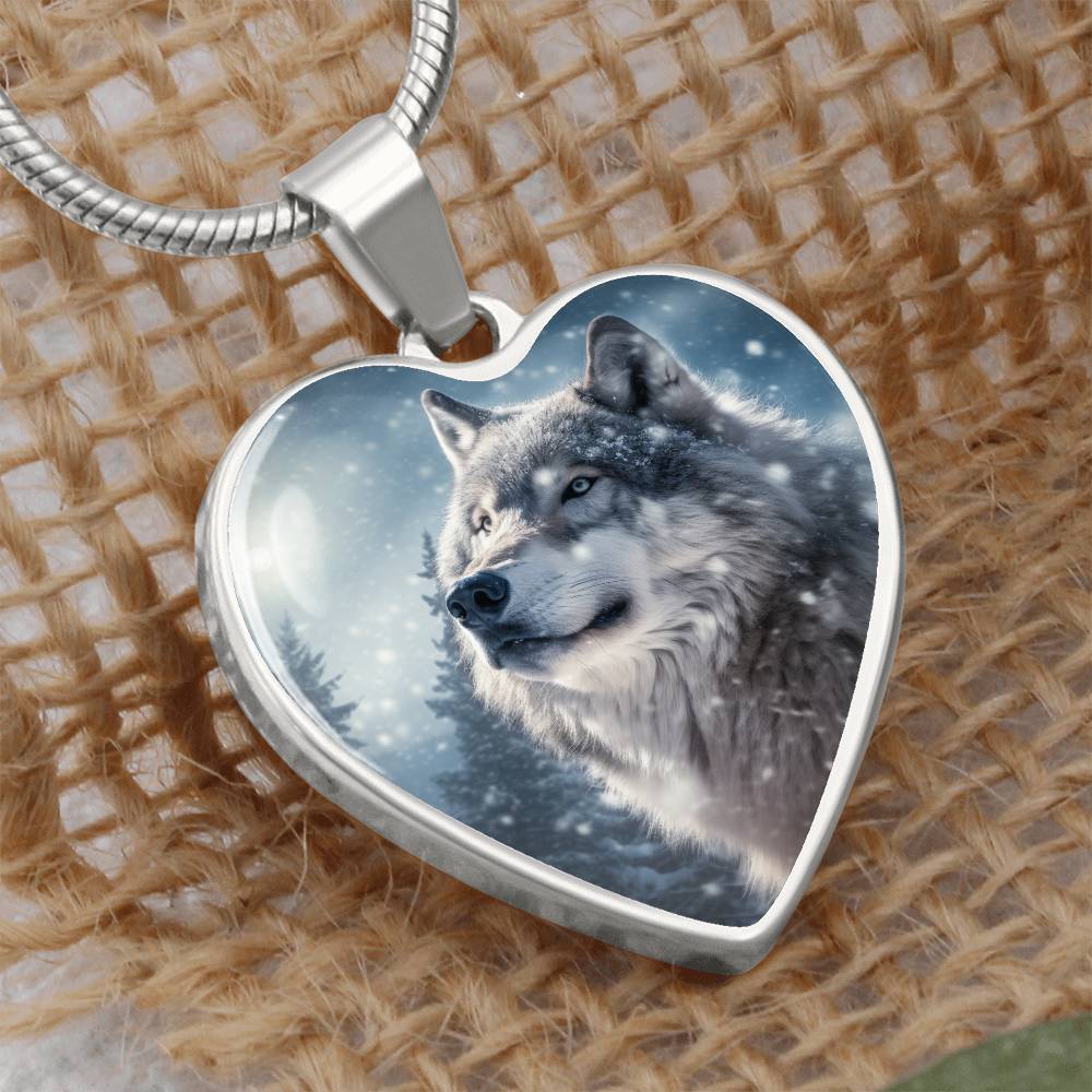 Timeless Wolf Heart Pendant Necklace - Gift for Nature Lovers