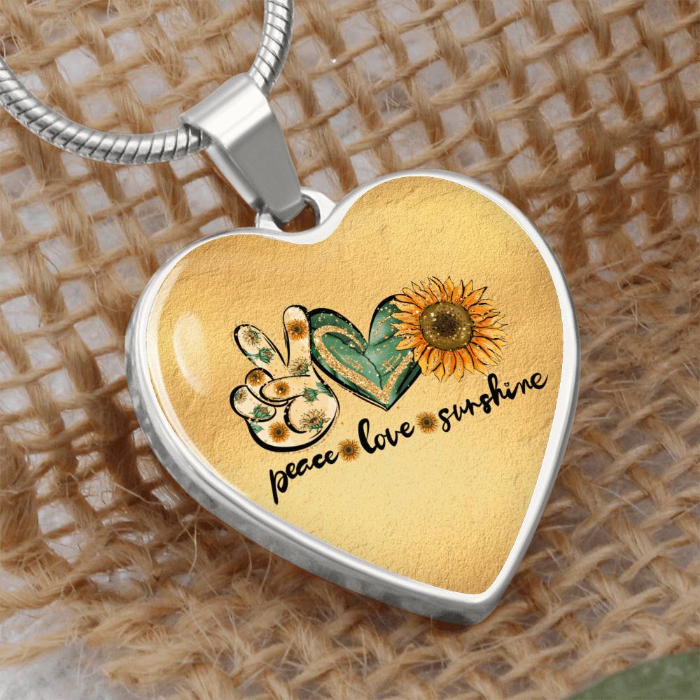 Peace Love Sunshine Necklace - Sunflower Peace Sign Necklace - Boho Jewelry for Women - Hippie Necklace - Gift for Her