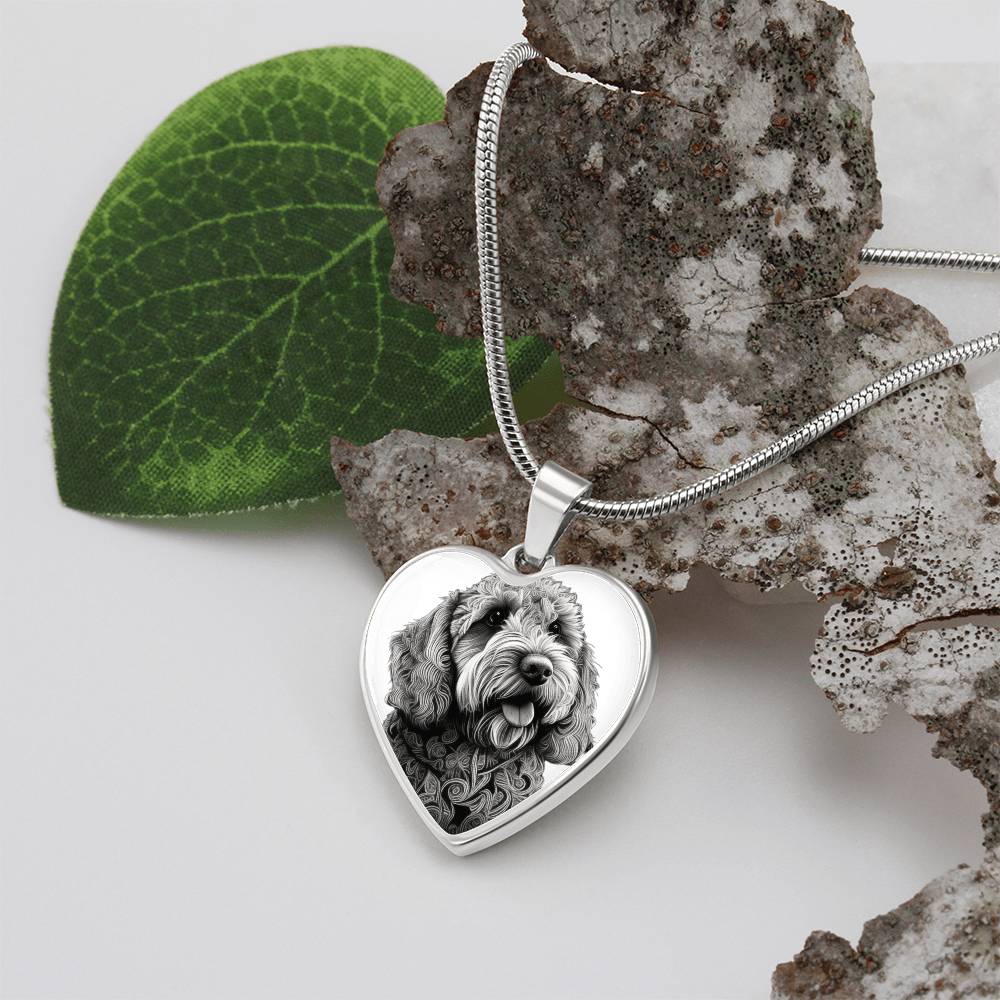 Personalized Doodle Dog Heart Necklace, Custom Pet Portrait Jewelry, Gift for Doodle Owners, Dog Mom Gift