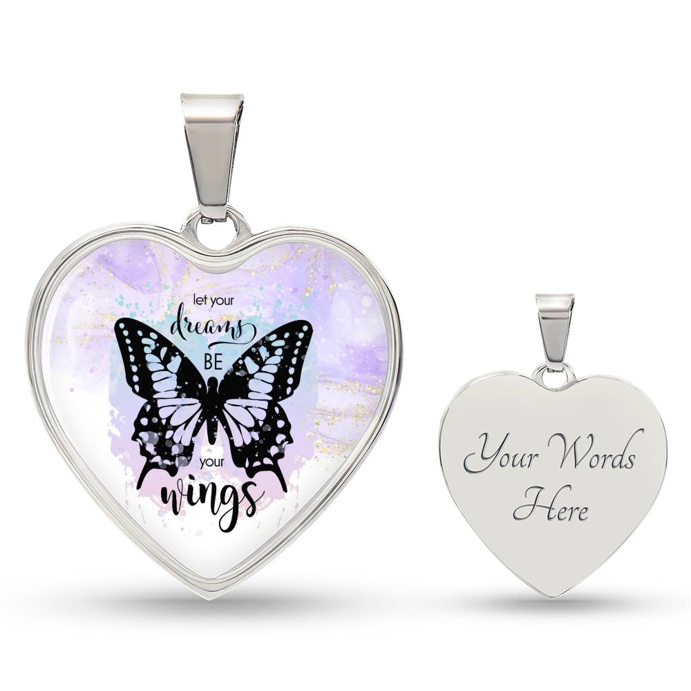 Personalized Engraved Butterfly Necklace, "Let Your Dreams Be Your Wings" - Gift for Women, Mom, Daughter, Friend