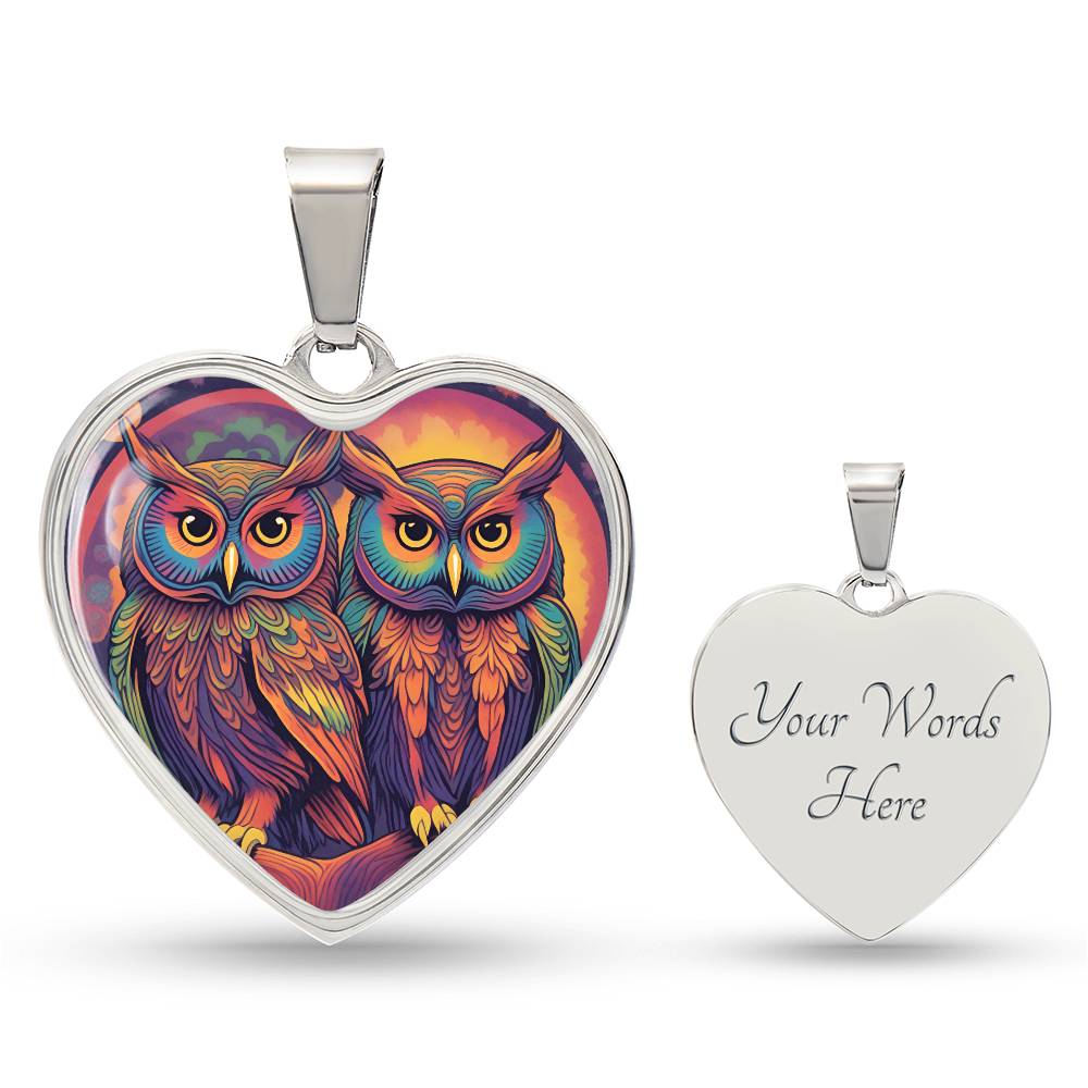 Soulmate Owls Necklace - Colorful Owl Pendant - Unique Gift for Best Friends