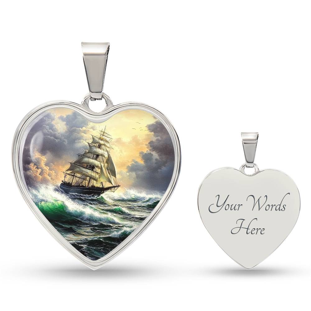 Ship Necklace | Nautical Storm Pendant | Ocean Jewelry | Gift for Her | Girlfriend Gift | Christmas Gift Idea