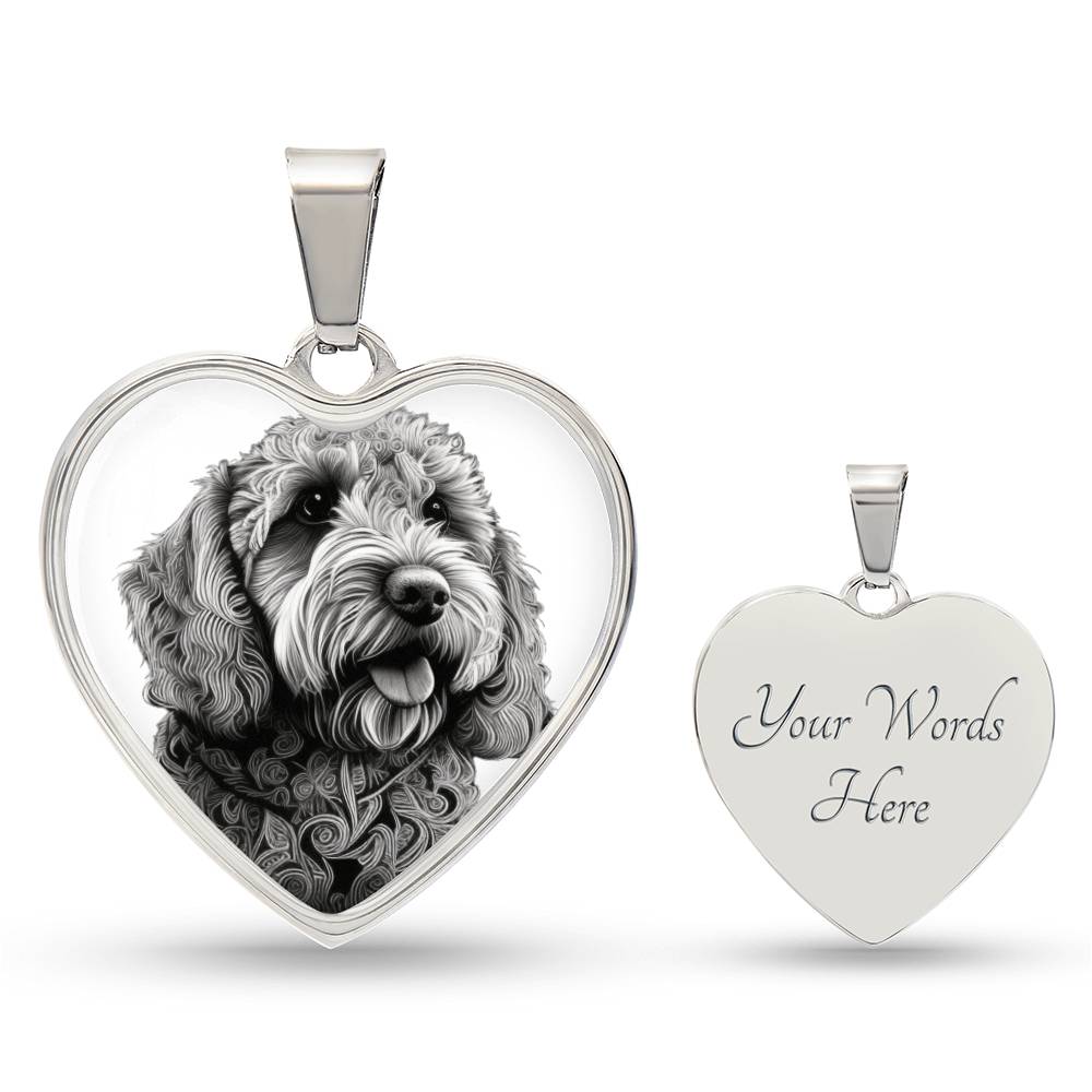 Personalized Doodle Dog Heart Necklace, Custom Pet Portrait Jewelry, Gift for Doodle Owners, Dog Mom Gift