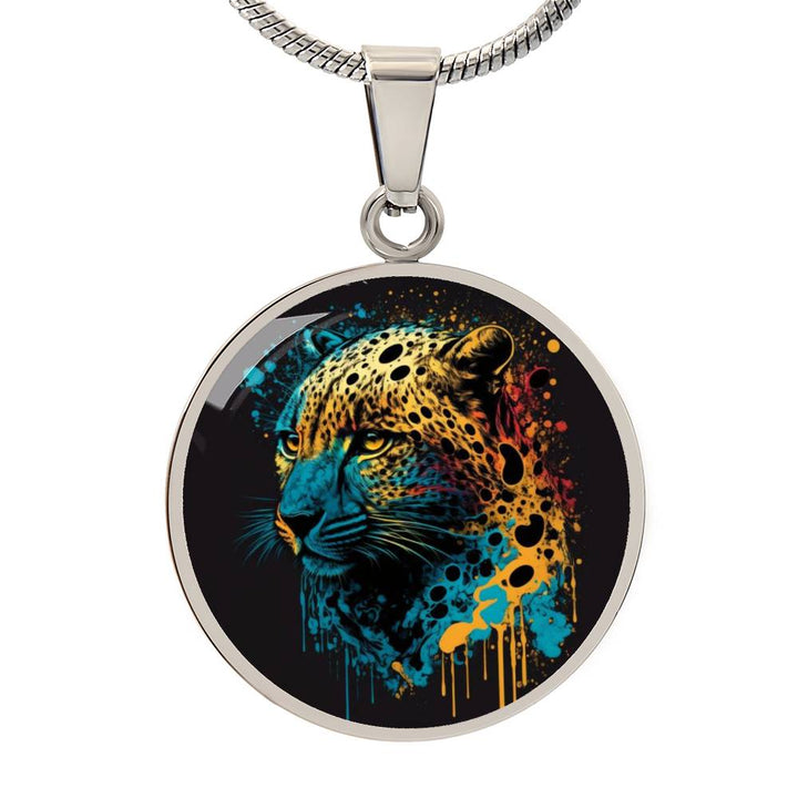 Pop Art Leopard Necklace with Turquoise Accent | Custom Engraving Available - Cranberry Lake Design Co.  #