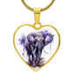 Purple Watercolor Elephant Personalized Customized Necklace