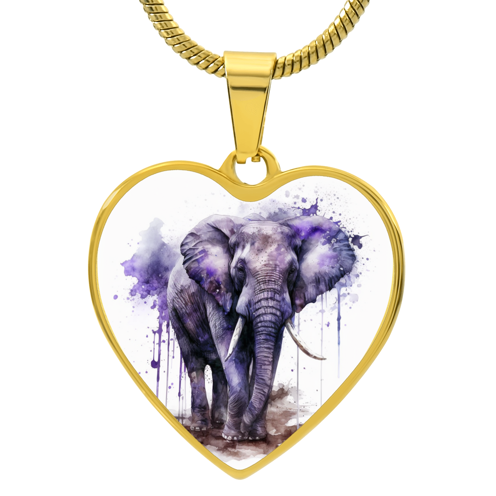 Captivating Purple Elephant Heart Pendant Necklace Personalize Engraved - Cranberry Lake Design Co.  #