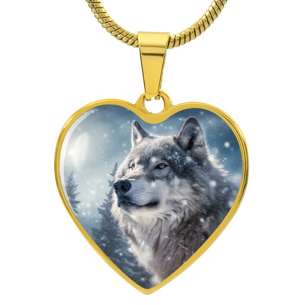 Timeless Wolf Heart Pendant Necklace - Gift for Nature Lovers