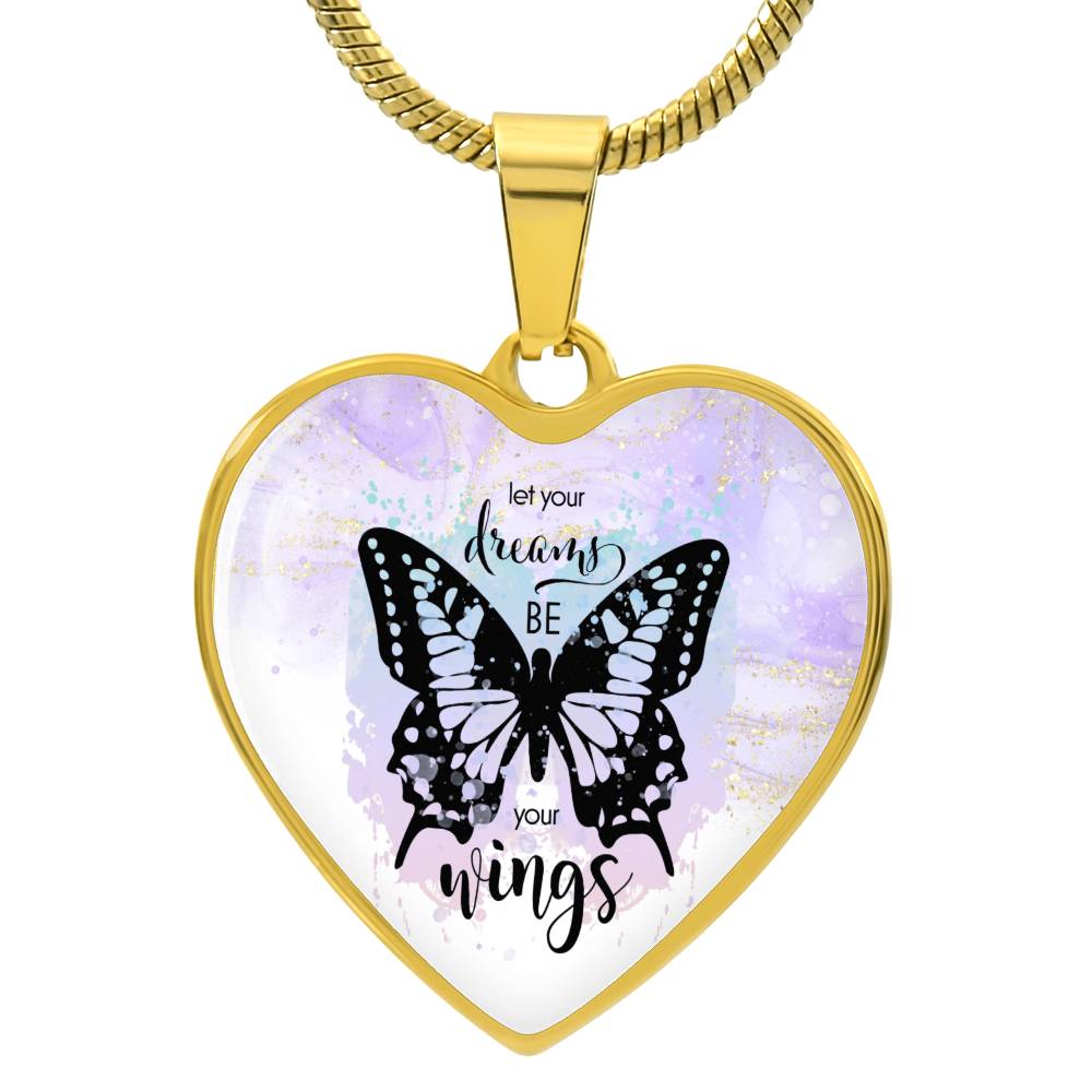 Personalized Engraved Butterfly Necklace, "Let Your Dreams Be Your Wings" - Gift for Women, Mom, Daughter, Friend