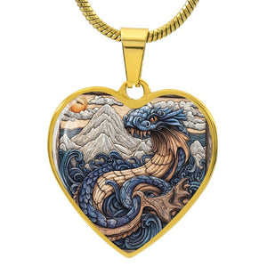 Mythical Serpent Necklace | Dragon Heart Pendant | Fantasy Jewelry | Gift for Her | Girlfriend Gift | Christmas Gift Idea