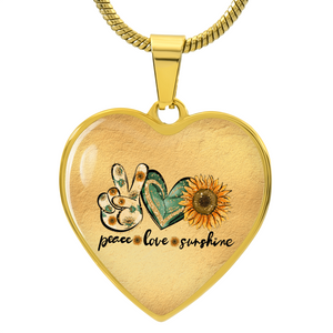 Peace Love Sunshine Necklace - Sunflower Peace Sign Necklace - Boho Jewelry for Women - Hippie Necklace - Gift for Her