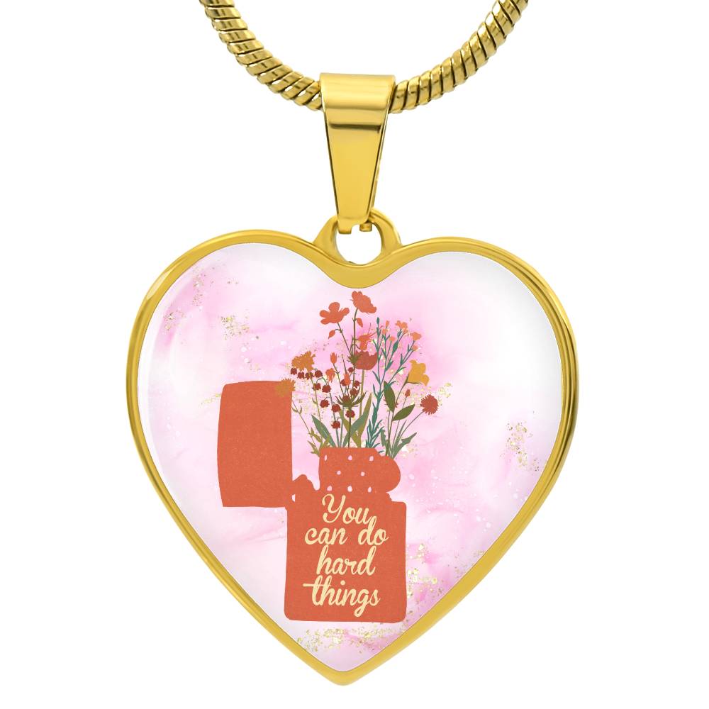 Heart Shaped You Can Do Hard Things Motivational Necklace