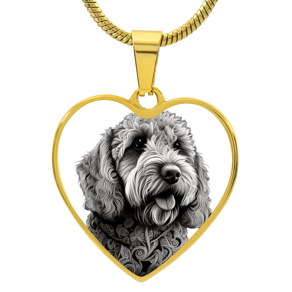 Personalized Doodle Dog Heart Necklace, Custom Pet Portrait Jewelry, Gift for Doodle Owners, Dog Mom Gift