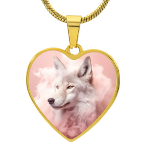 White Wolf in Pink Smoke Necklace | Unique Gift for Her, Wife, Daughter, Sister, Aunt, Grandma, Granddaughter, Anniversary, Christmas, Birthday, Graduation - Cranberry Lake Design Co.  #