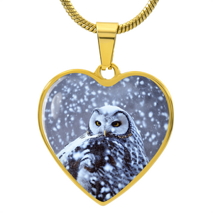 Snowy Owl in Snowstorm Necklace - Winter Wonderland Jewelry - Nature Lover Gift