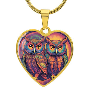 Soulmate Owls Necklace - Colorful Owl Pendant - Unique Gift for Best Friends