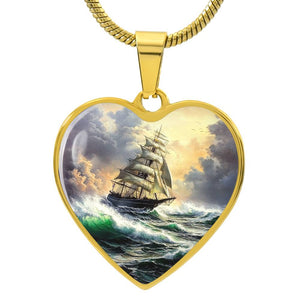 Ship Necklace | Nautical Storm Pendant | Ocean Jewelry | Gift for Her | Girlfriend Gift | Christmas Gift Idea