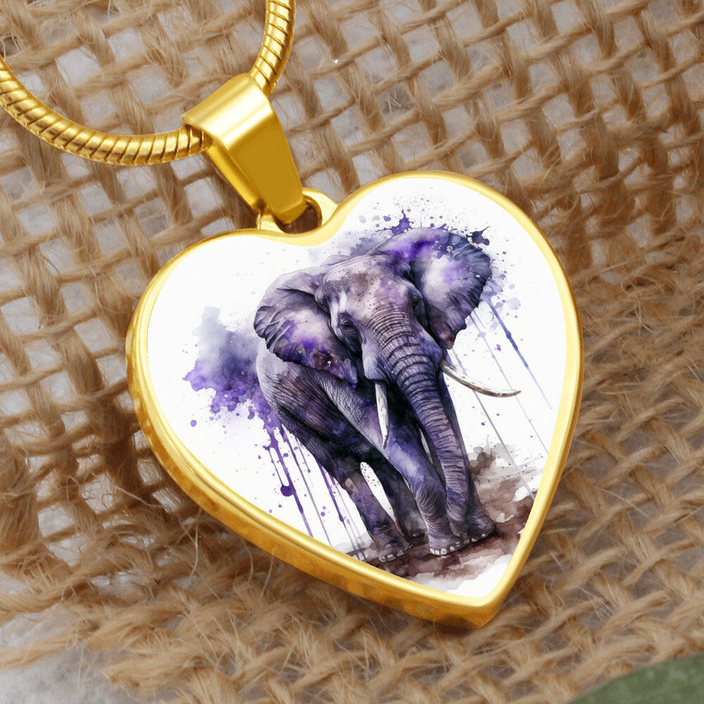 Captivating Purple Elephant Heart Pendant Necklace Personalize Engraved - Cranberry Lake Design Co.  #