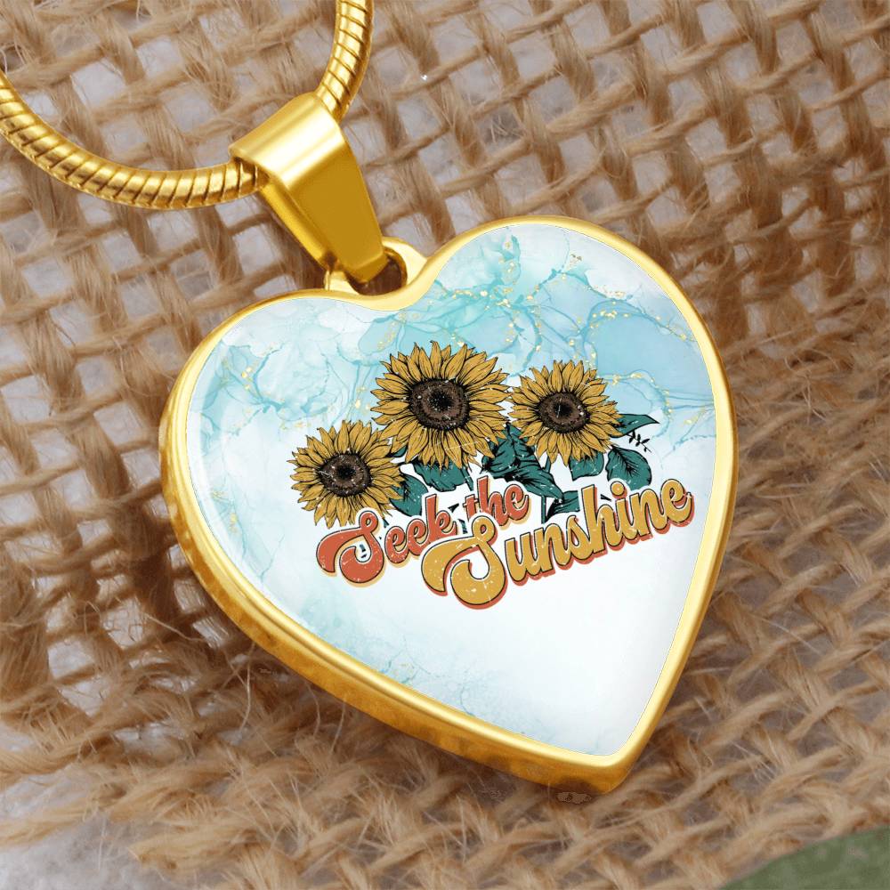 Seek the Sunshine Necklace - Sunflower Pendant - Inspirational Jewelry - Gold Necklace - Gift for Her - Birthday Gift - Christmas Gift