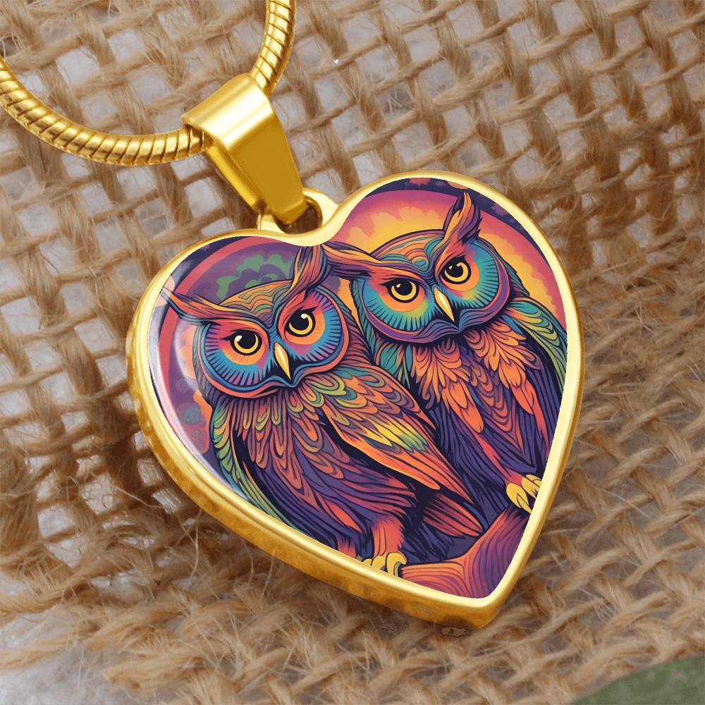 Soulmate Owls Necklace - Colorful Owl Pendant - Unique Gift for Best Friends