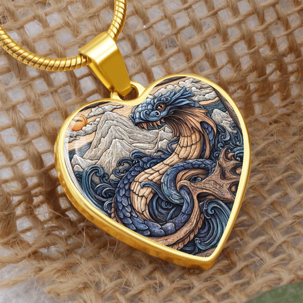 Mythical Serpent Necklace | Dragon Heart Pendant | Fantasy Jewelry | Gift for Her | Girlfriend Gift | Christmas Gift Idea