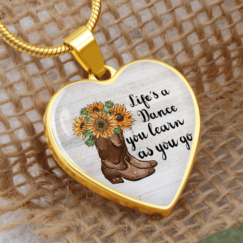 Personalized Engraved Heart Necklace for Women - Gold Country Sunflower Heart Pendant - Christmas Gift for Her