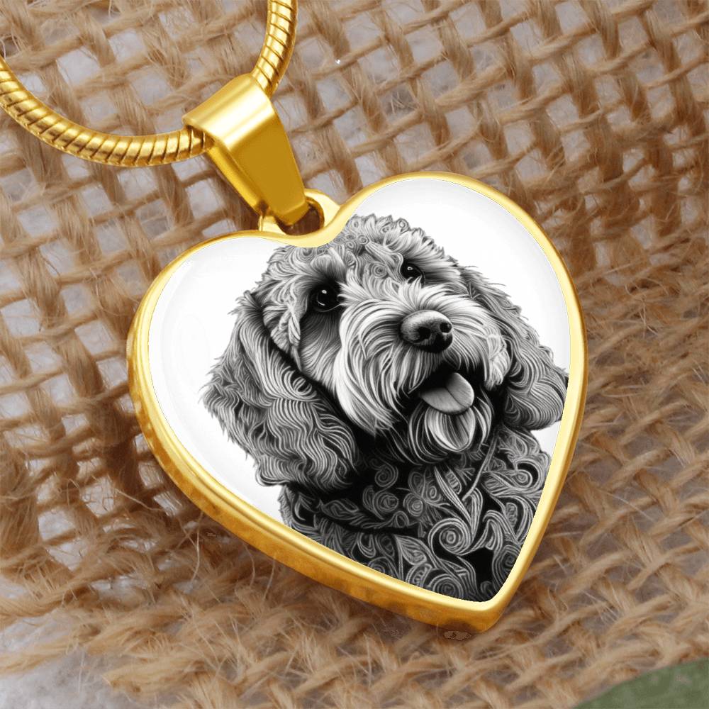 Personalized Doodle Dog Heart Necklace, Custom Pet Portrait Jewelry, Gift for Doodle Owners, Dog Mom Gift