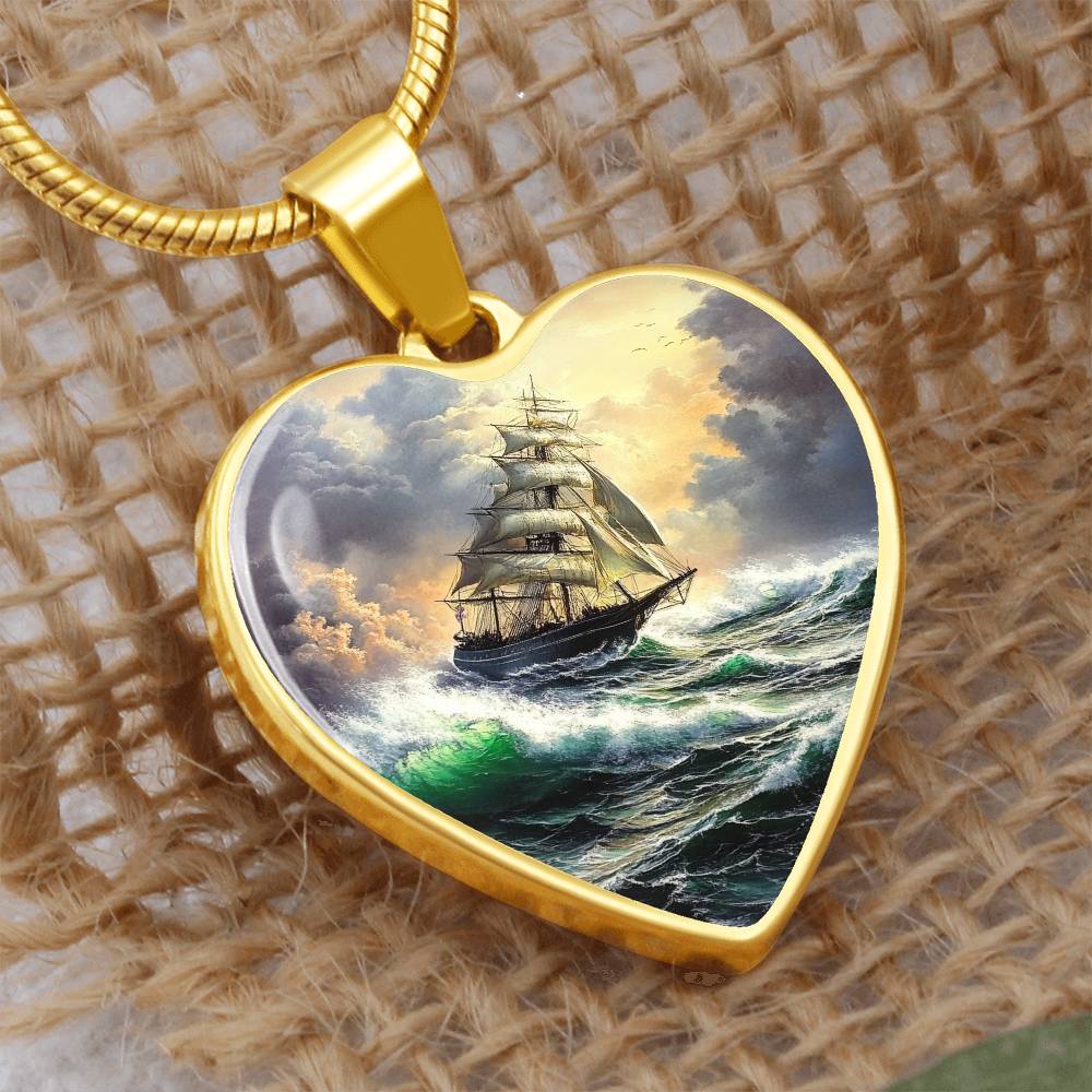 Ship Necklace | Nautical Storm Pendant | Ocean Jewelry | Gift for Her | Girlfriend Gift | Christmas Gift Idea