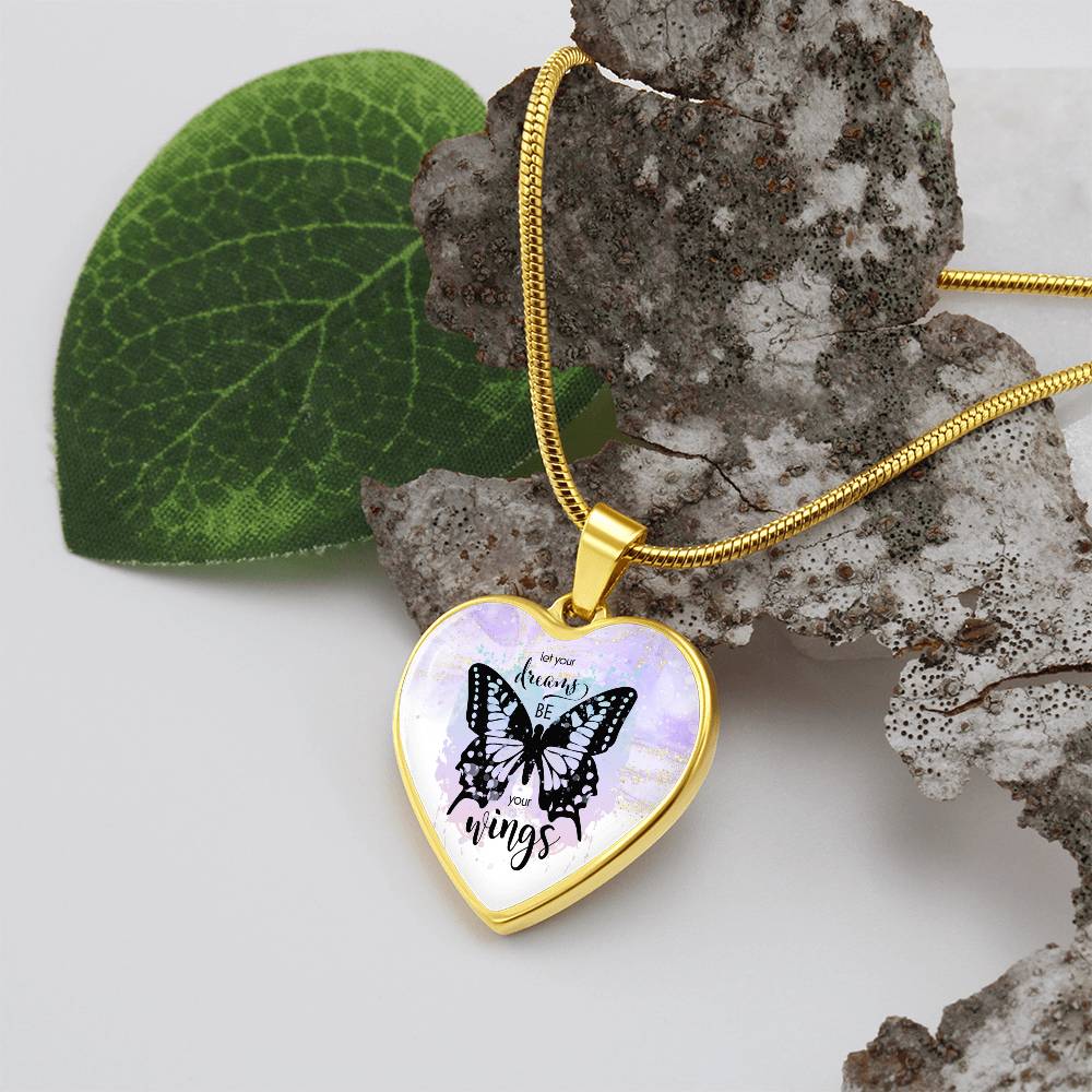 Personalized Engraved Butterfly Necklace, "Let Your Dreams Be Your Wings" - Gift for Women, Mom, Daughter, Friend