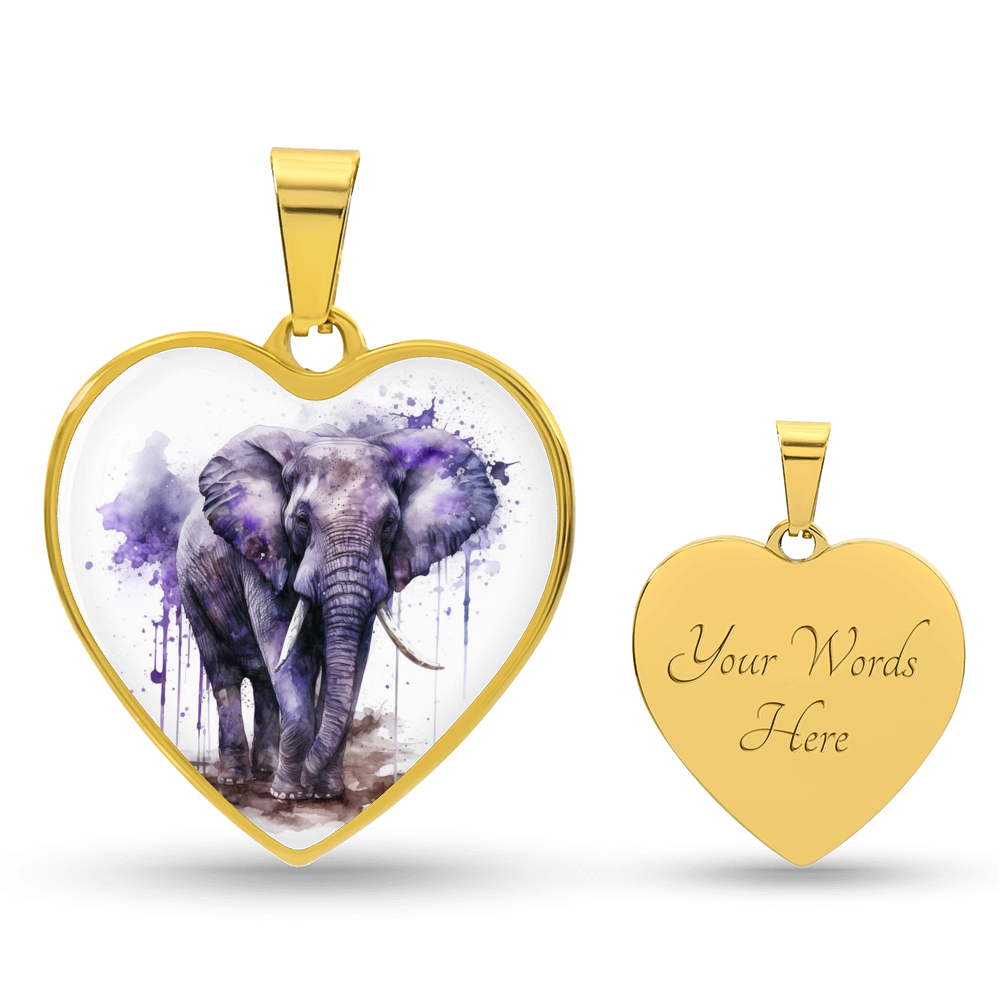 Captivating Purple Elephant Heart Pendant Necklace Personalize Engraved - Cranberry Lake Design Co.  #