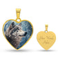 Snowy Wolf Heart Necklace Pendant