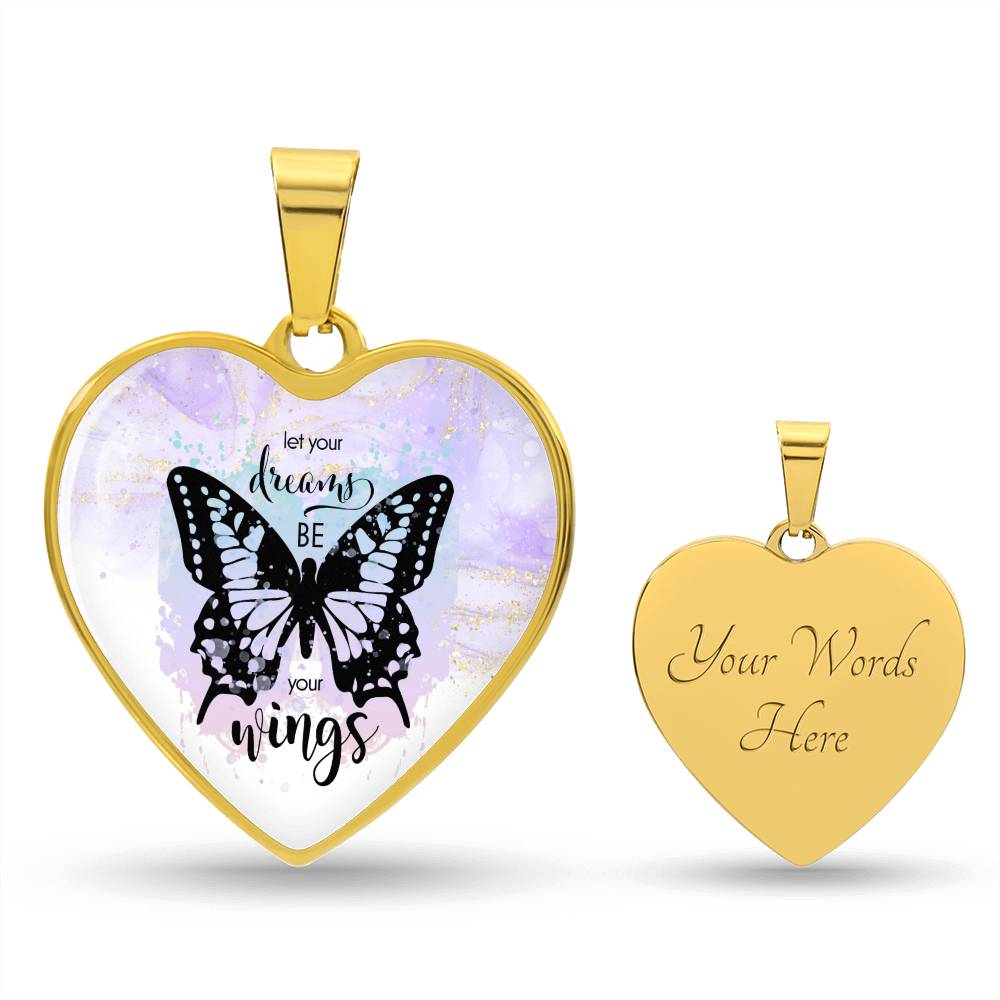 Personalized Engraved Butterfly Necklace, "Let Your Dreams Be Your Wings" - Gift for Women, Mom, Daughter, Friend