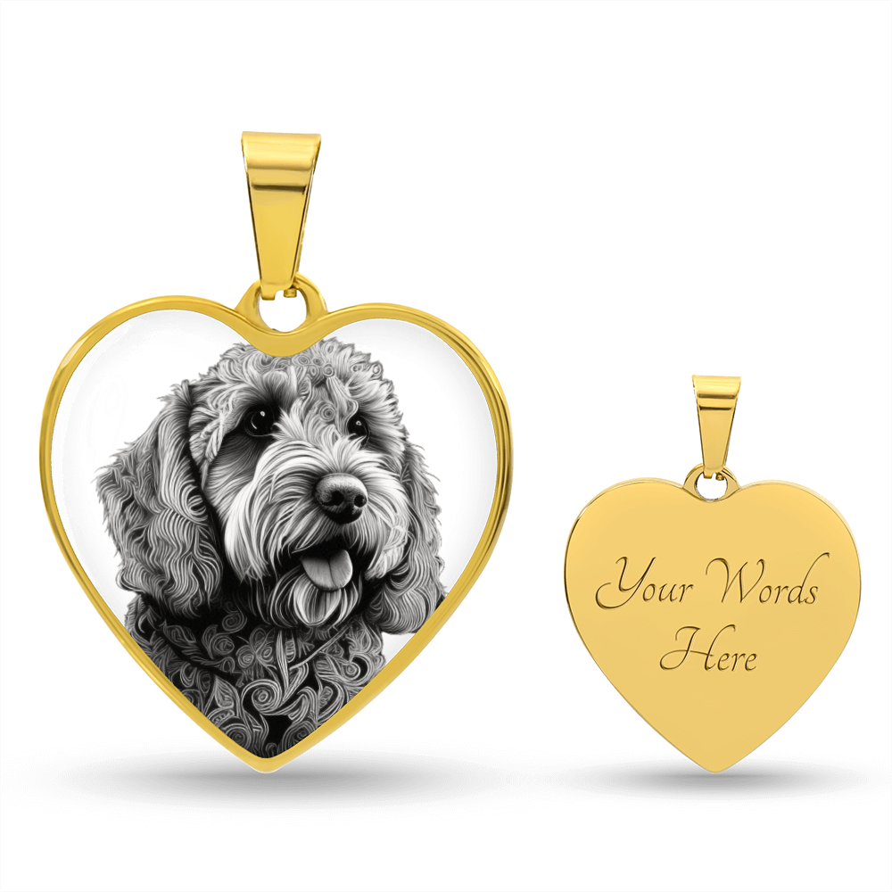 Personalized Doodle Dog Heart Necklace, Custom Pet Portrait Jewelry, Gift for Doodle Owners, Dog Mom Gift