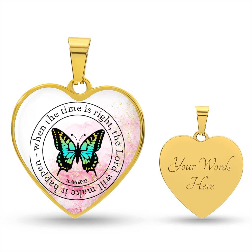 Personalized Engraved Heart Necklace for Women - Gold Butterfly Faith Heart Pendant - Christmas Gift for Her