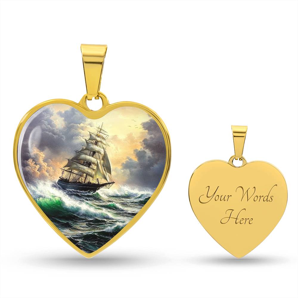 Ship Necklace | Nautical Storm Pendant | Ocean Jewelry | Gift for Her | Girlfriend Gift | Christmas Gift Idea