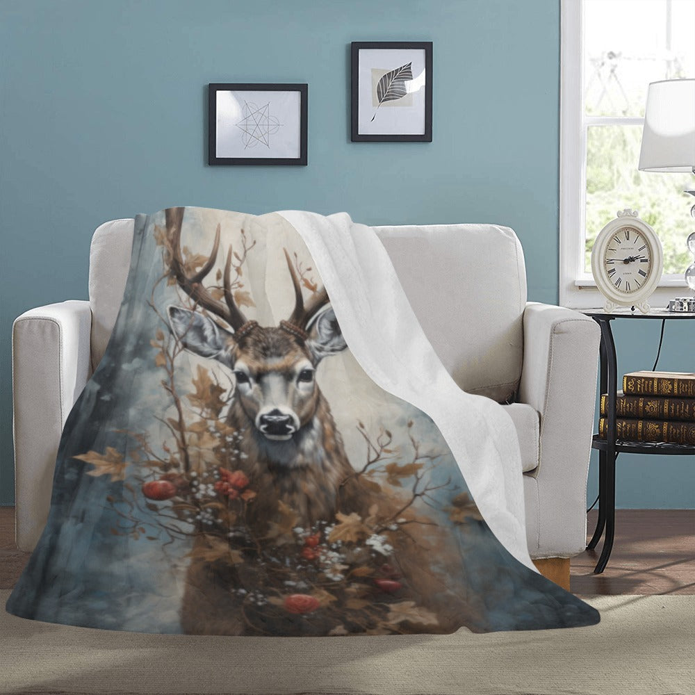 Autumn Majesty Blanket - Majestic Deer Throw - Soft Plush - 60x80