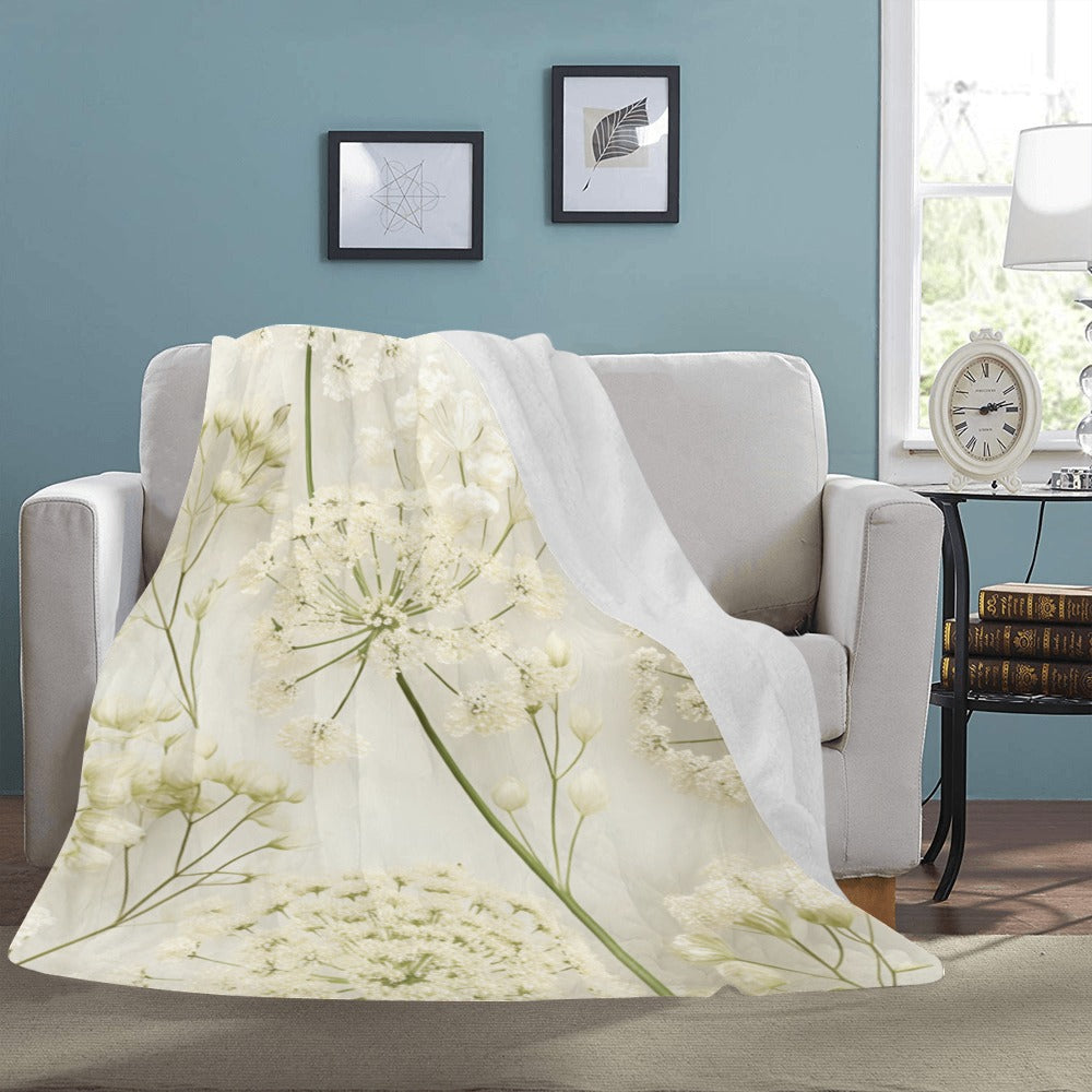 Cozy & Elegant White Wildflower Throw Blanket - Perfect for Twin Beds