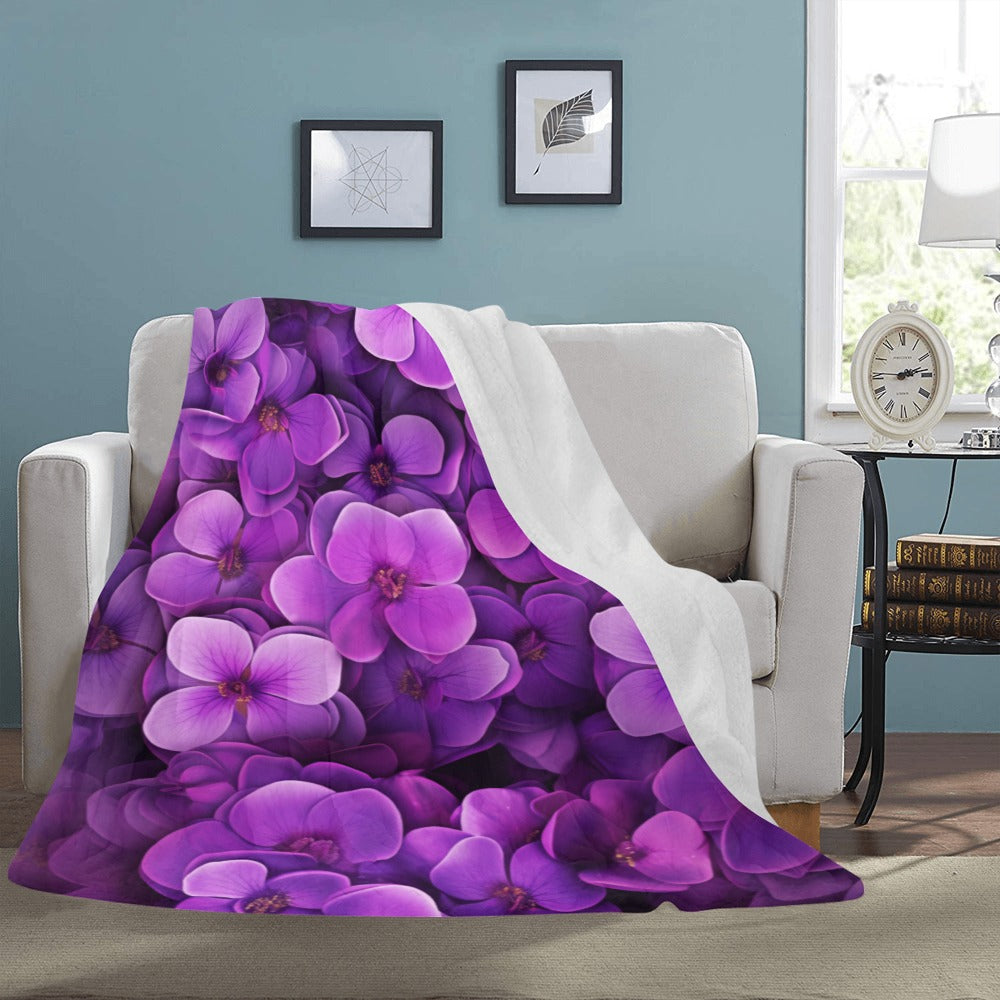 Luxurious Violet Floral Blanket - Twin Size, Adds a Touch of Serenity