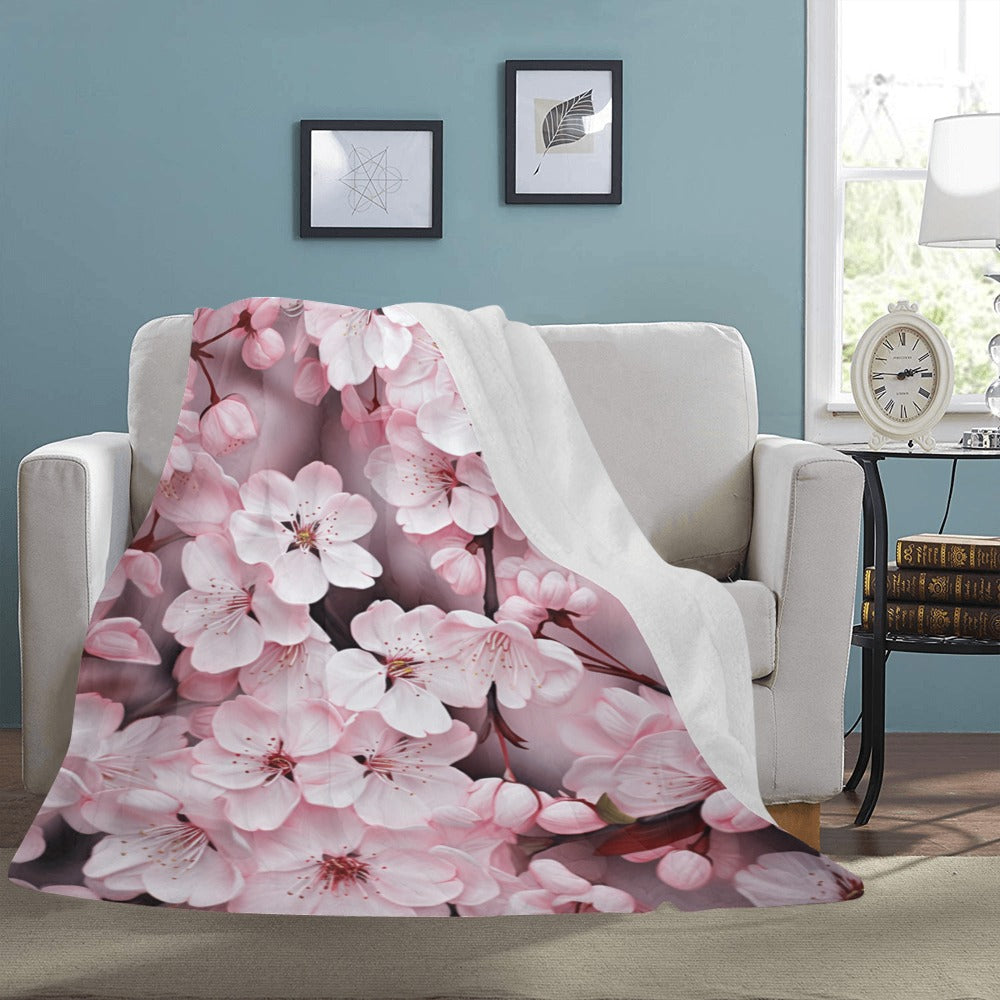 Cranberry Lake Designs Japanese Cherry Blossom Ultra-Soft Micro Fleece Blanket