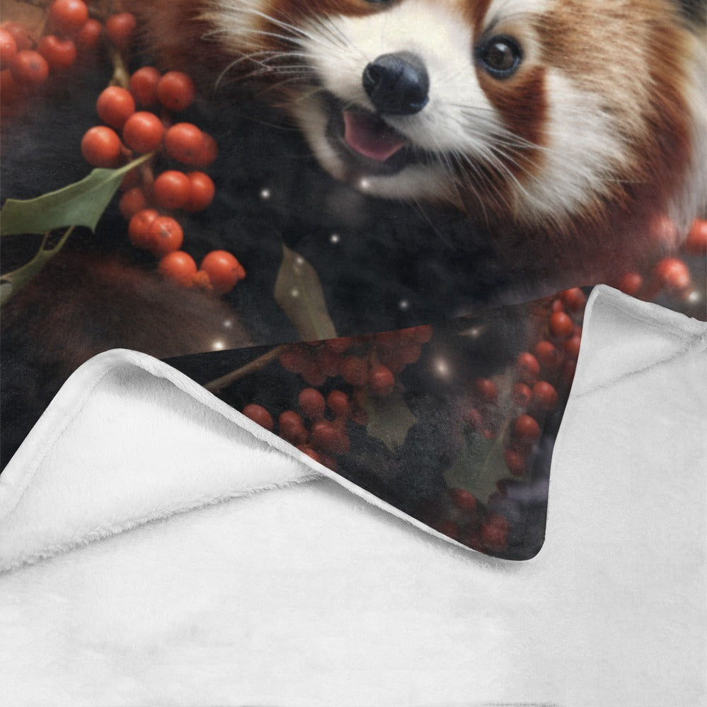 Red Panda Holiday Cheer Blanket - Adorable Wildlife Throw - Soft Plush - 60x80