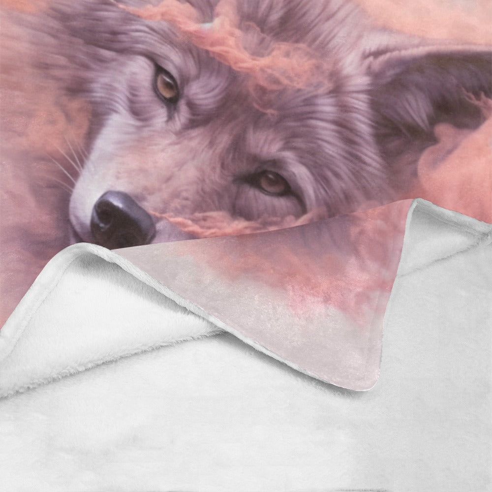 Cranberry Lake Designs Pink Smoke Wolf Ultra-Soft Micro Fleece Blanket 60" x 80"