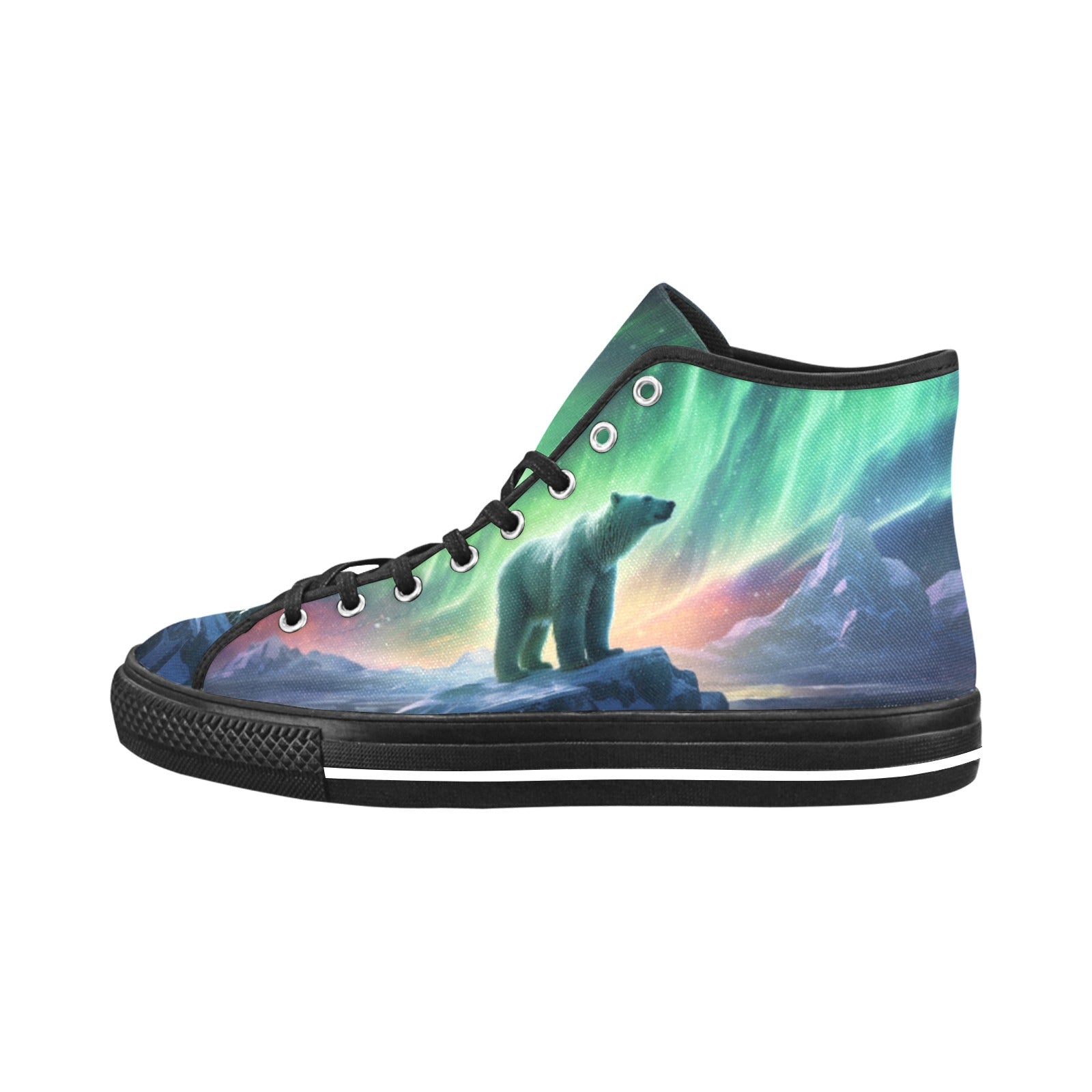 Cranberry Lake Designs Vancouver High Top Canvas Polar Bear Northern Lights Women's Shoes - Cranberry Lake Design Co.  #