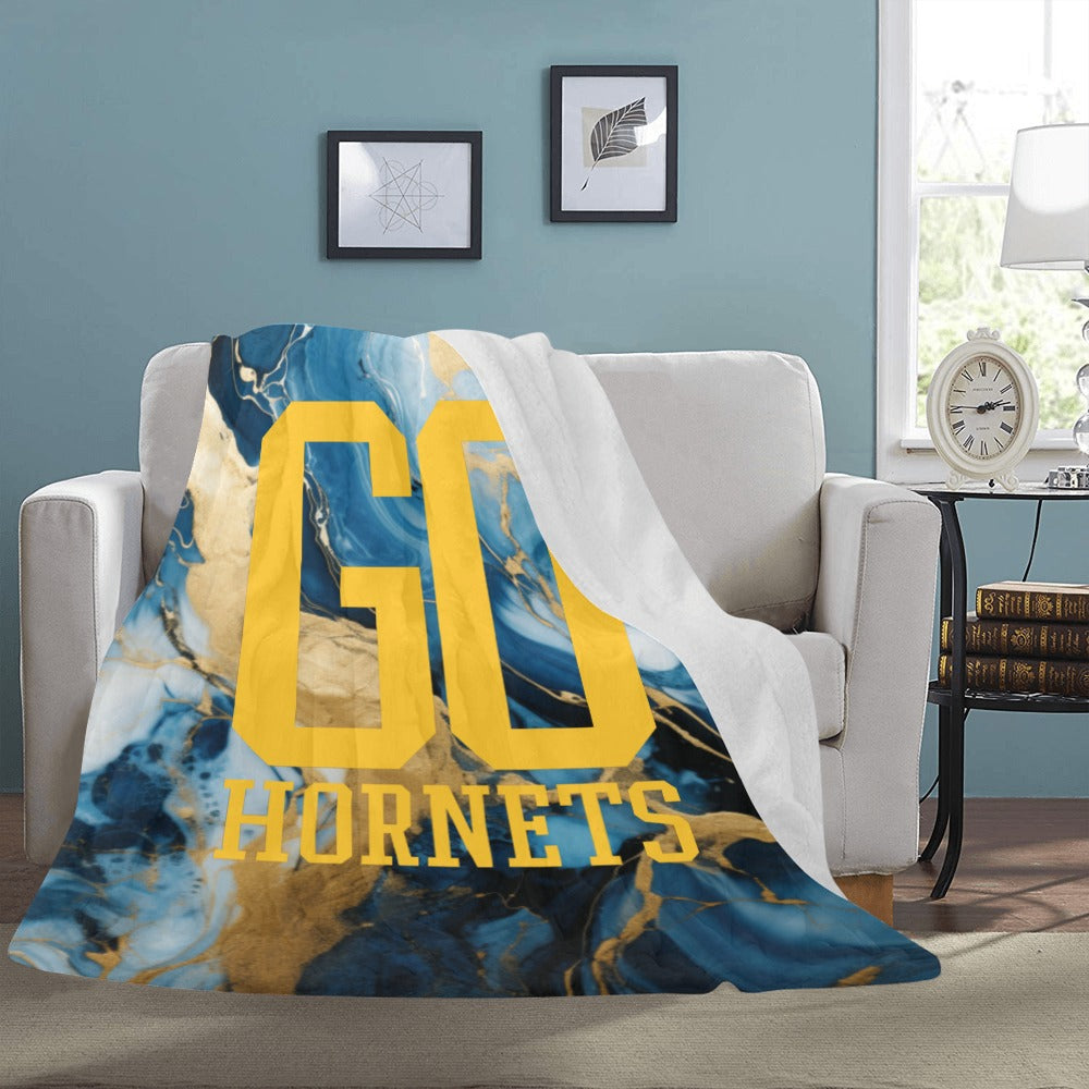 Blue Gold Marble Go Hornets Ultra-Soft Micro Fleece Blanket